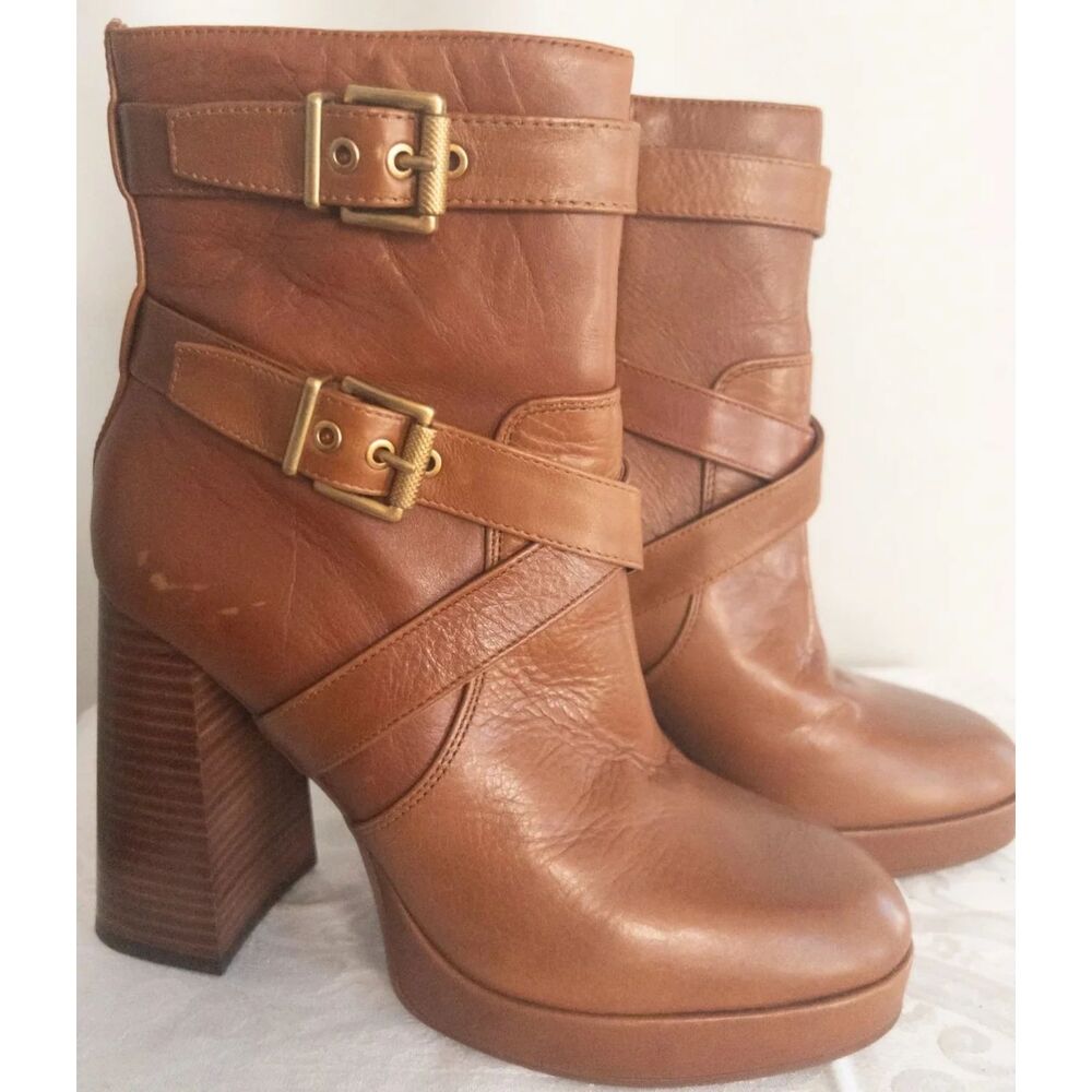 Vince Camuto Boots Leather Cognac brown Sz 9M / EU 40 - Picture 2 of 10